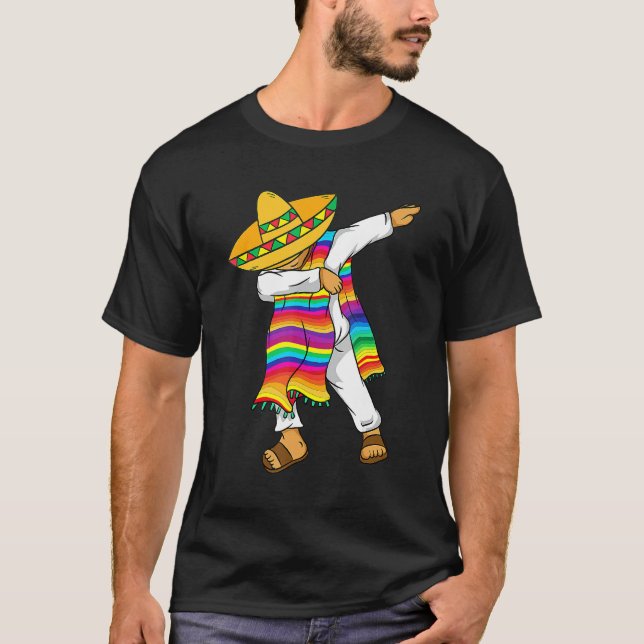 Dabbing Mexican Poncho Cinco De Mayo Costume Tee (Framsida)