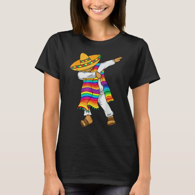 Dabbing Mexican Poncho Cinco De Mayo Costume Tee (Framsida)