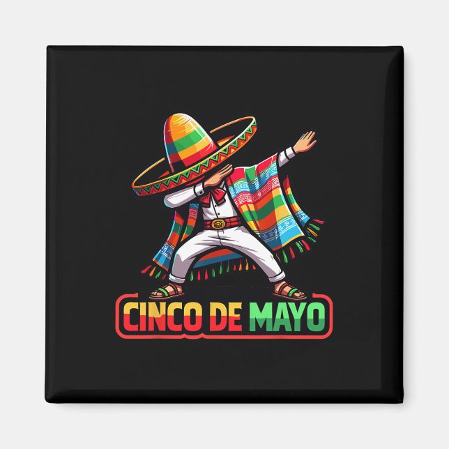 Dabbing Mexican Poncho Cinco De Mayo Fiesta 1 Magnet (Framsidan)