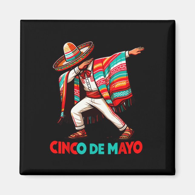 Dabbing Mexican Poncho Cinco De Mayo Fiesta Magnet (Framsidan)