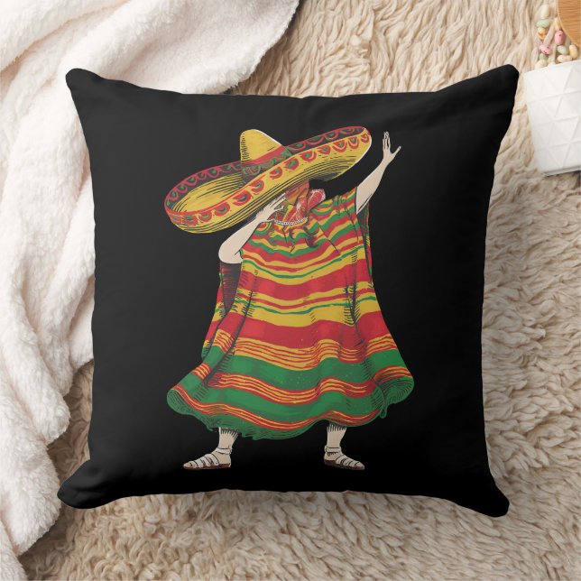 Dabbing Mexican Poncho Cinco De Mayo Fiesta Party Kudde (Filt)