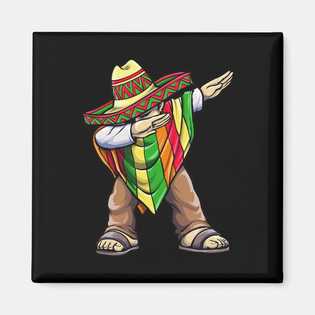 Dabbing Mexican Poncho Cinco De Mayo Magnet (Framsidan)