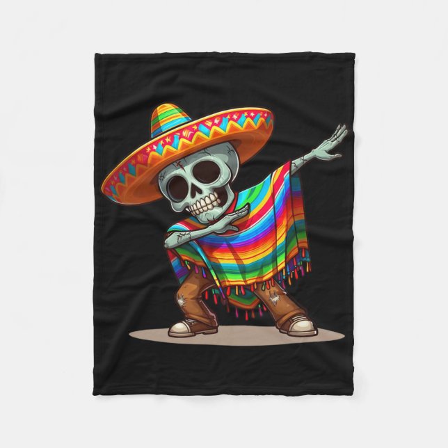 Dabbing Mexican Poncho Cinco De Mayo Manar Sombrer Fleecefilt (Framsidan)