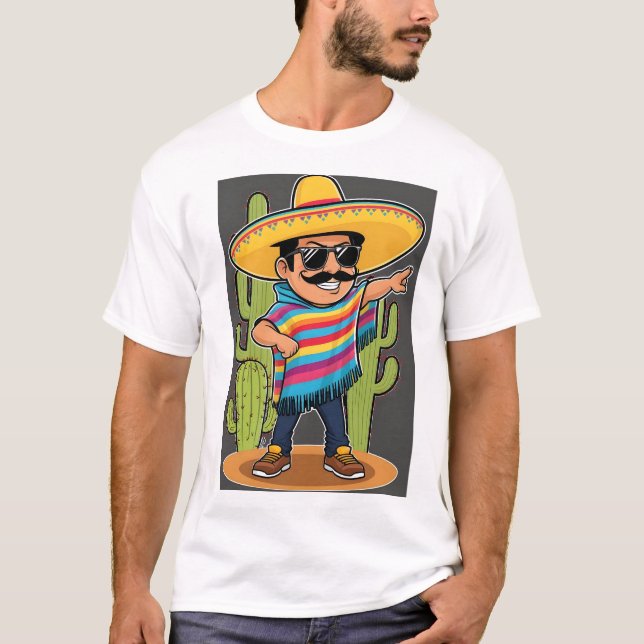 Dabbing Mexican Poncho Cinco de Mayo Manar Sombrer T Shirt (Framsida)