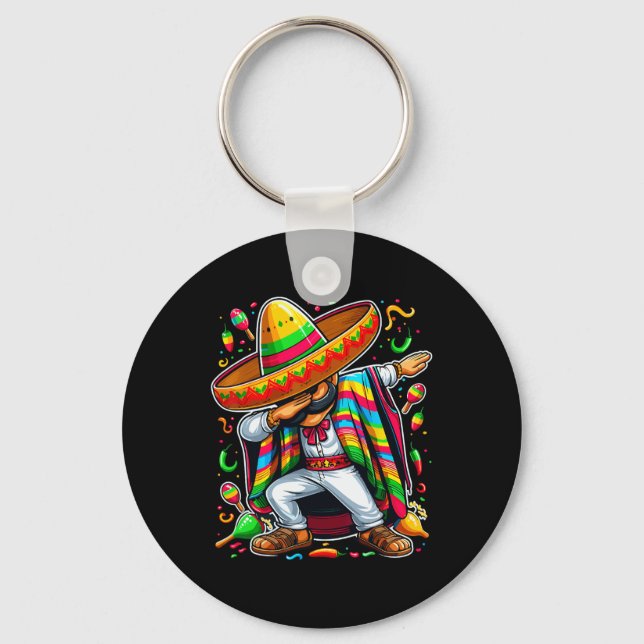 Dabbing Mexican Poncho Cinco De Mayo Nyckelring (Framsida)