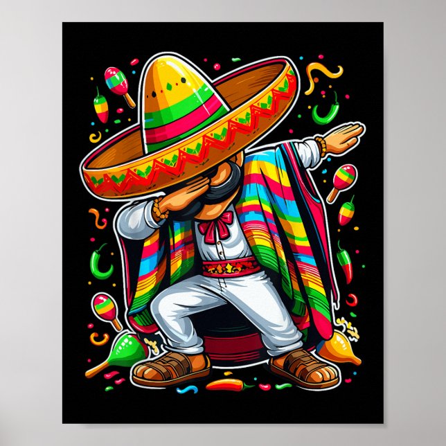 Dabbing Mexican Poncho Cinco De Mayo Poster (Framsidan)