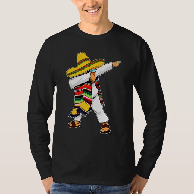 Dabbing Mexican Poncho Cinco De Mayo Sombrero T Shirt (Framsida)