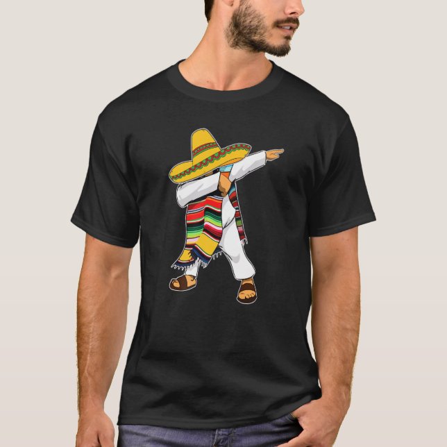 Dabbing Mexican Poncho Cinco De Mayo Sombrero T Shirt (Framsida)