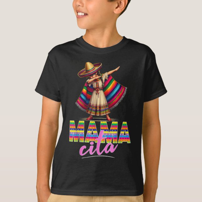 Dabbing Mexican Poncho Sombrero Cinco De Mayo Mamm T Shirt (Framsida)