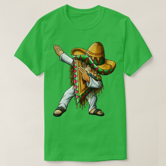 Dabbing Mexican Poncho Sombrero Dab Cinco de Mayo T Shirt (Design framsida)