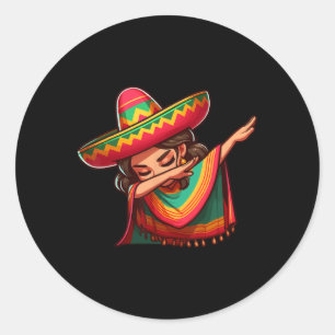 Dabbing Mexican Woman Poncho Cinco De Mayo Girl So Runt Klistermärke