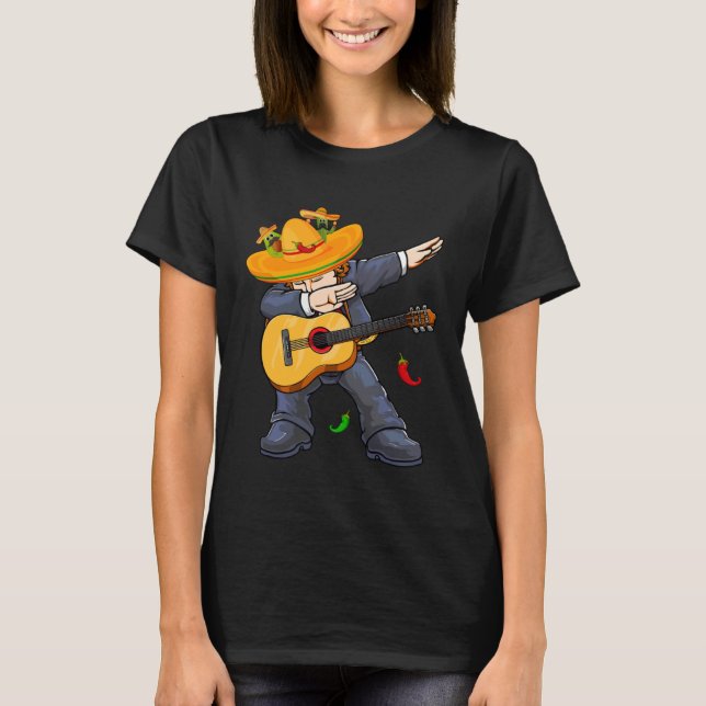 Dabbing Mexico Mariachi & Guitar Cinco De Mayo Boy T Shirt (Framsida)