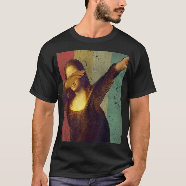 Dabbing Mona Lisa Retro Art Teacher T Shirt (Framsida)