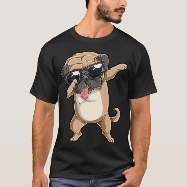 Dabbing Mops T Pojkar Flickor Dab Dans Hund Valp Ä Shirt (Framsida)
