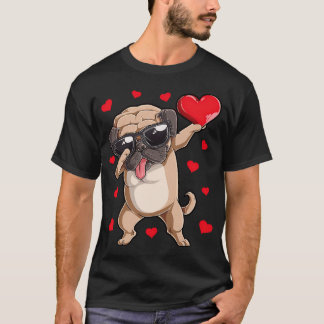 Dabbing Mops Valentinsdag Valentine Hundälskare s T Shirt