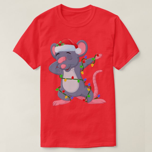 Dabbing Mouse Julafton Ljus Funny Santa Mouse Kris T Shirt (Design framsida)