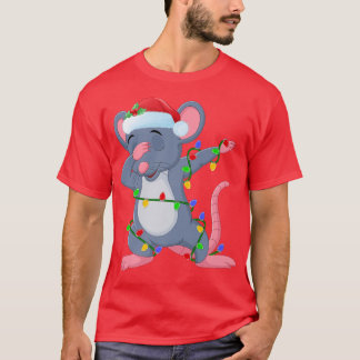 Dabbing Mouse Julafton Ljus Funny Santa Mouse Kris T Shirt
