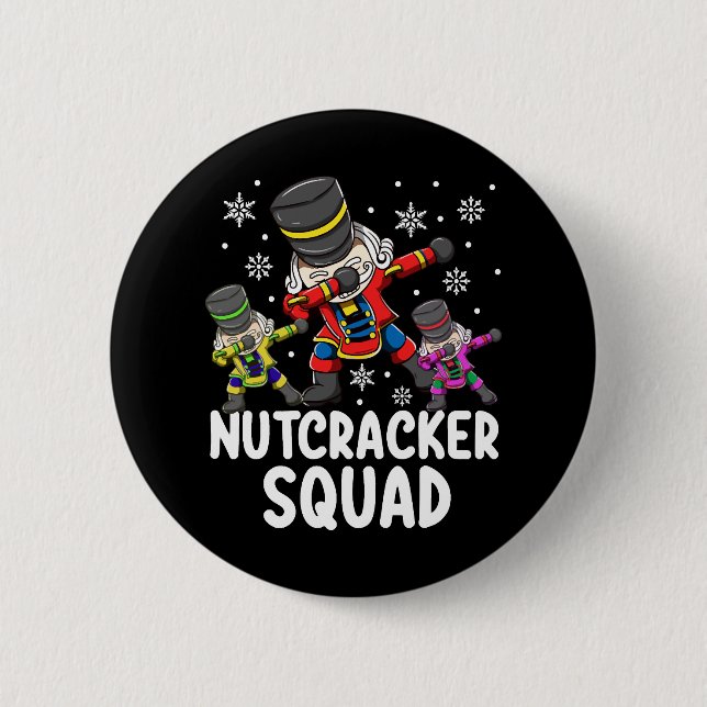 Dabbing Nutcracker Cousin Squad Funny Matching Knapp (Framsida)