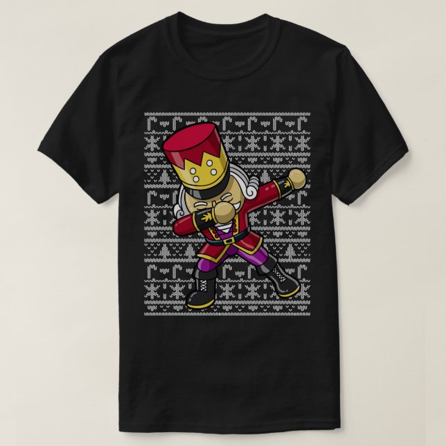 Dabbing Nutcracker Ugly jul T Shirt (Design framsida)