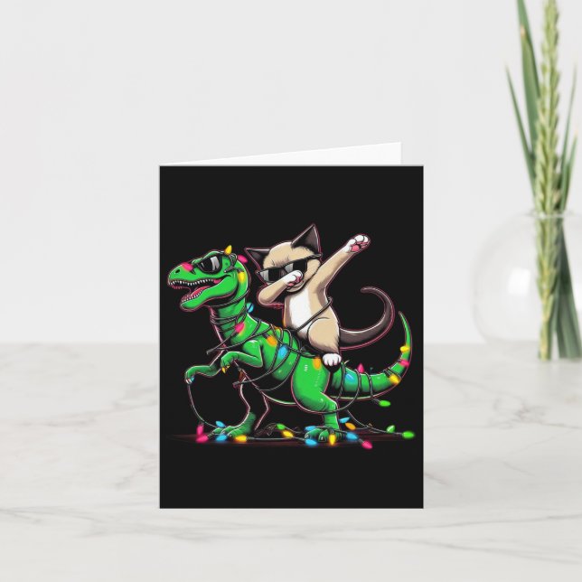Dabbing Oriental Shorthair on Julafton Ljus Dinosa Kort (Framsida)