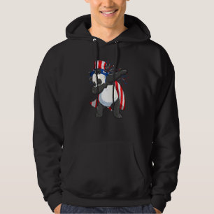 Dabbing Panda Bear med farbror Sam Hat USA flagga Hoodie