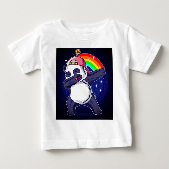 Dabbing Panda Rainbow Vibes’ Baby & Kids T-Shirt (Framsida)
