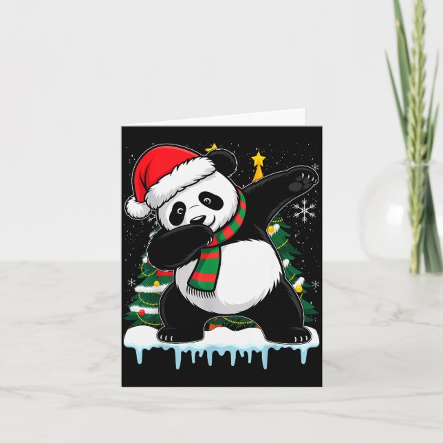 Dabbing Panda Santa Christmas Kids Boys Men Xmas B Kort (Framsida)