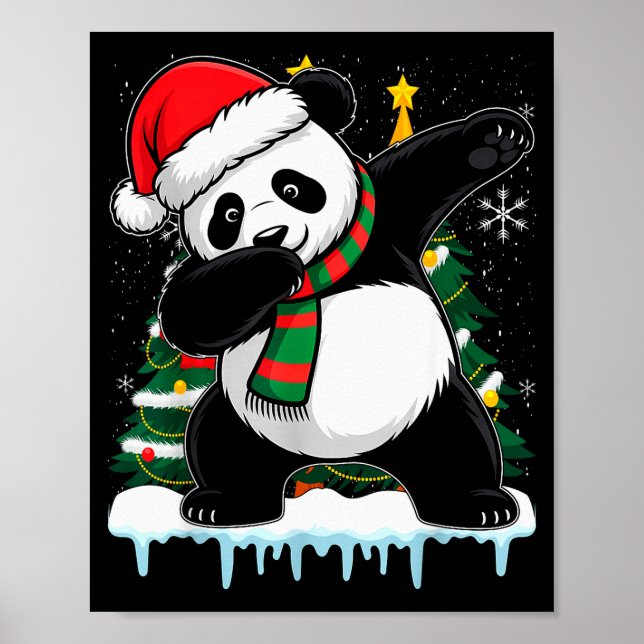 Dabbing Panda Santa Christmas Kids Boys Men Xmas B Poster (Framsidan)