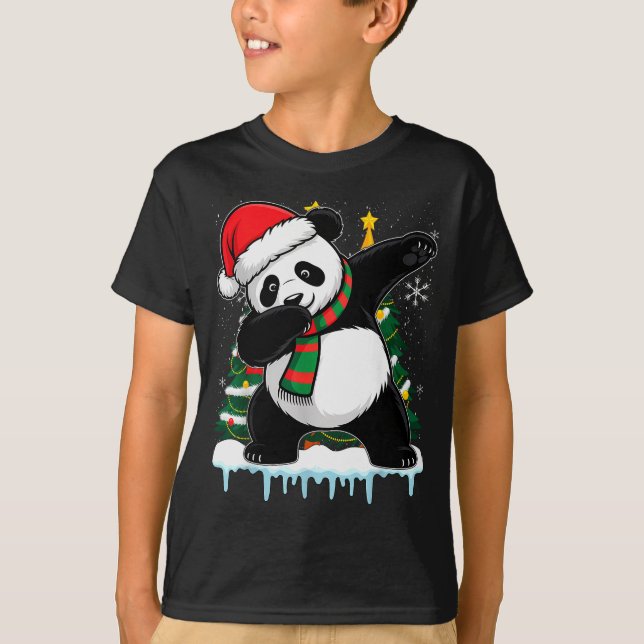 Dabbing Panda Santa Christmas Kids Boys Men Xmas B T Shirt (Framsida)