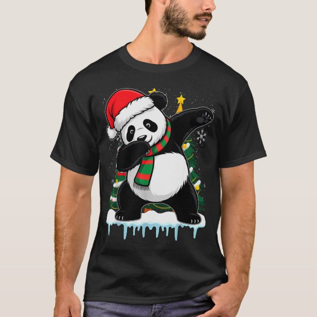 Dabbing Panda Santa Christmas Kids Boys Men Xmas B T Shirt (Framsida)