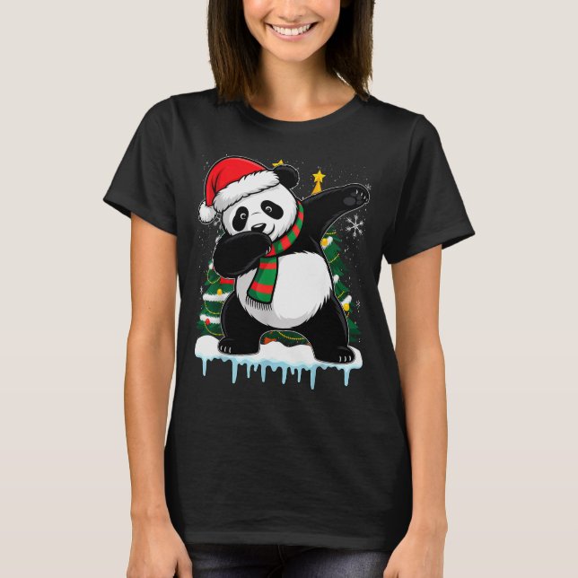 Dabbing Panda Santa Christmas Kids Boys Men Xmas B T Shirt (Framsida)