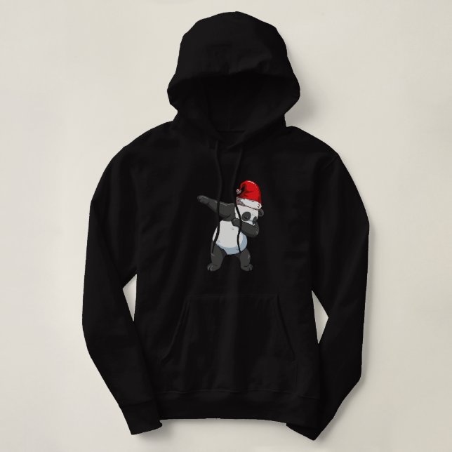 Dabbing Panda Santa Hat Cute Manar Panda Bear Kris T Shirt (Design framsida)