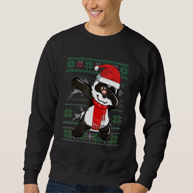 Dabbing Panda Ugly jul Sweater Funny Party C Lång Ärmad Tröja (Framsida)