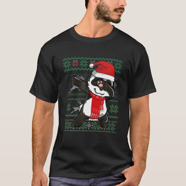 Dabbing Panda Ugly jul Sweater Funny Party C T Shirt (Framsida)