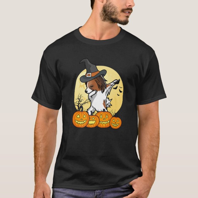 Dabbing Papillon Dab Dance Rolig hund Halloween Gi T Shirt (Framsida)