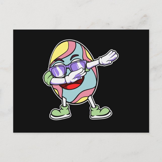 Dabbing Påskhare Egg Hunting Basket Kids Boys Vykort (Framsida)