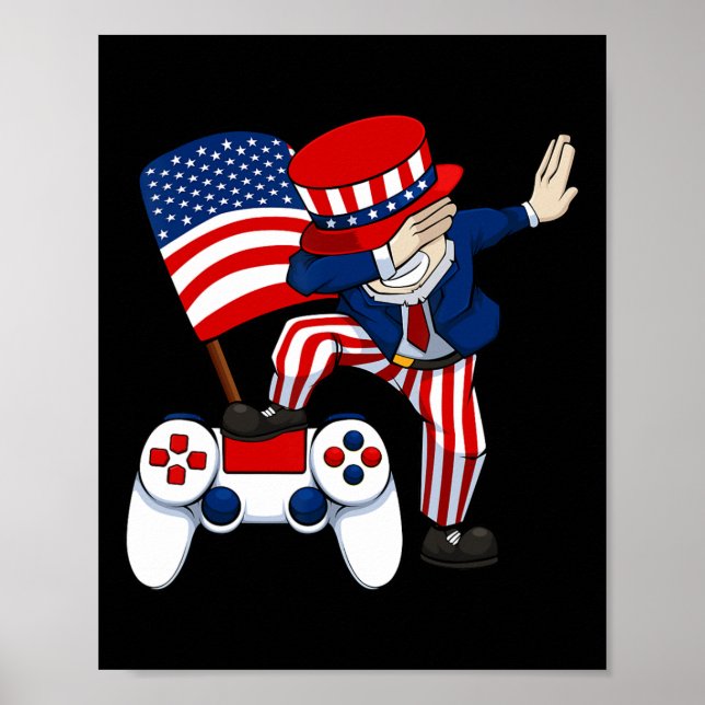 Dabbing Patriotic Gamer 4:e juli Videospelskon Poster (Framsidan)