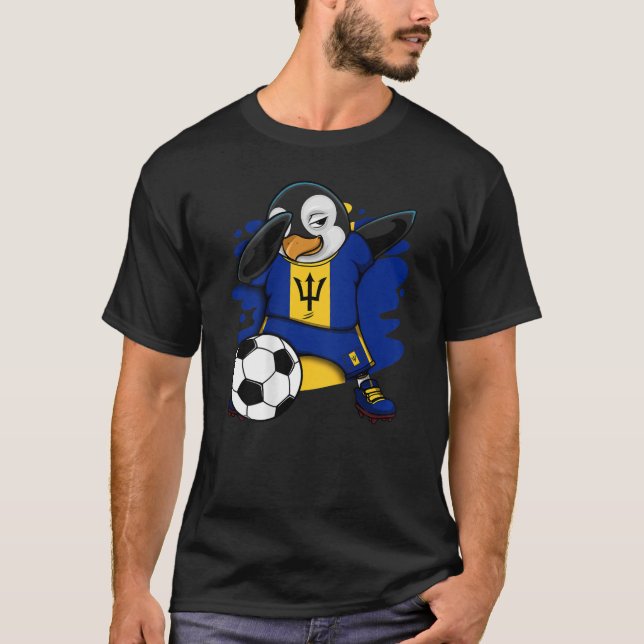 Dabbing Penguin Barbados Fläkt Jersey Footba T Shirt (Framsida)