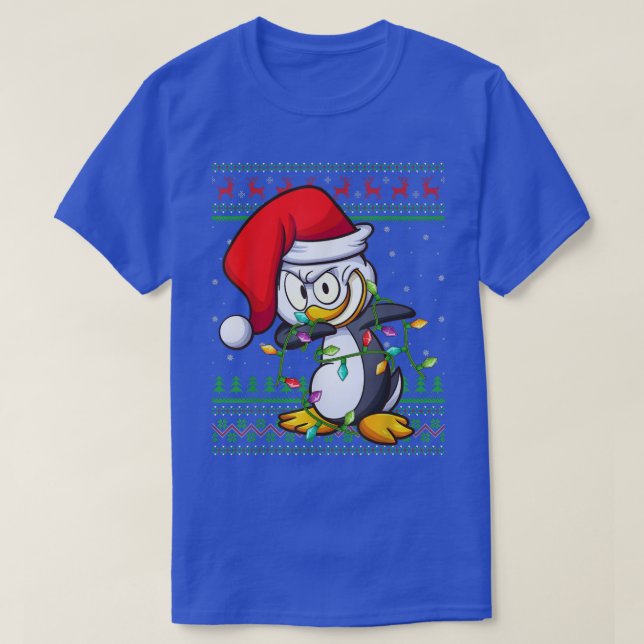 Dabbing Penguin Bird Julafton Ljus Ugly Penguin Ch T Shirt (Design framsida)