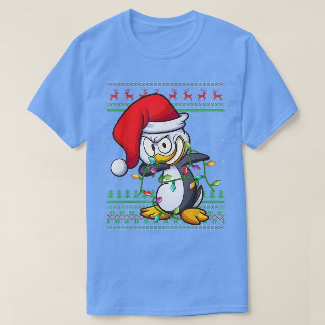Dabbing Penguin Bird Julafton Ljus Ugly Penguin Ch T Shirt (Design framsida)