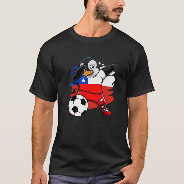 Dabbing Penguin Chile Ocer Fläkt Jersey Flagga Foo T Shirt (Framsida)