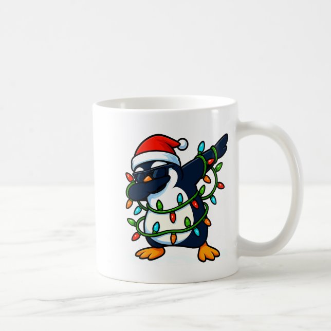 Dabbing Penguin Christmas Girls Xmas Lights Boys C Kaffemugg (Höger)