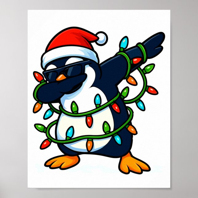 Dabbing Penguin Christmas Girls Xmas Lights Boys C Poster (Framsidan)