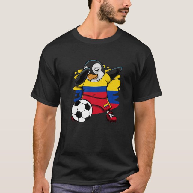 Dabbing Penguin Colombia Ocer Fläkt Jersey Footba T Shirt (Framsida)