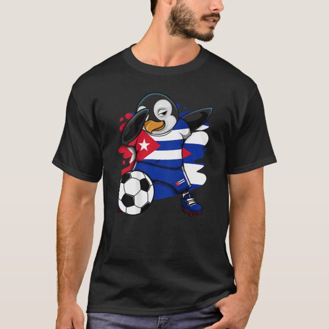 Dabbing Penguin Cuba Oceaner Fläkt Jersey Football T Shirt (Framsida)