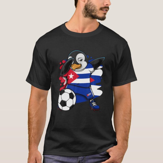 Dabbing Penguin Cuba Oceaner Fläkt Jersey Football T Shirt (Framsida)