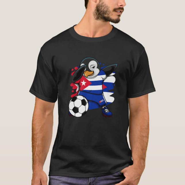 Dabbing Penguin Cuba Oceaner Fläkt Jersey Football T Shirt (Framsida)