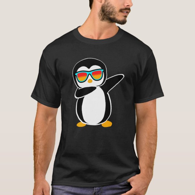 Dabbing Penguin Cute Animal Födelsedagsfest T Shirt (Framsida)