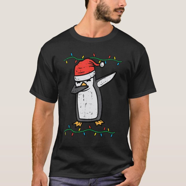 Dabbing Penguin Dab Xmas Christmas Boys Kids Youth T Shirt (Framsida)