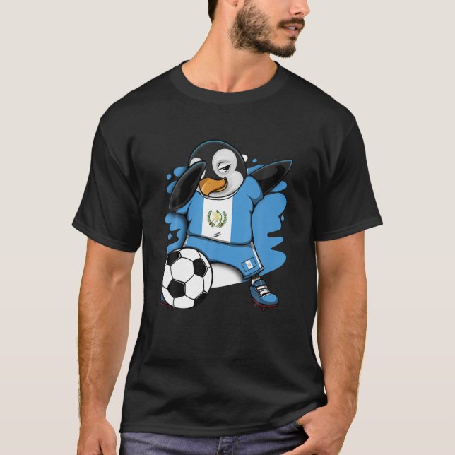 Dabbing Penguin Guatemala Soccer Fläkt Jersey Foot T Shirt (Framsida)